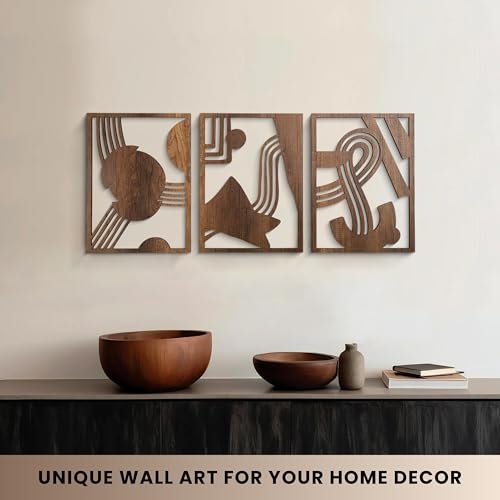 Modern Wooden Wall Sculptures (3 Count)
