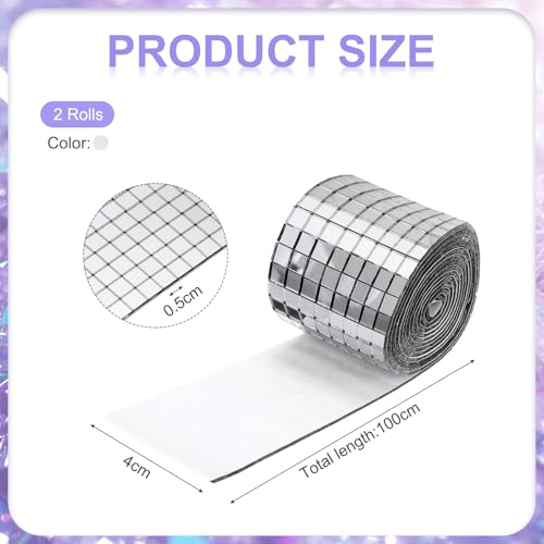 Self Adhesive Glass Mirror Mosaic Tiles 3200 Pcs 5 x 5 mm Disco Tiles for Craft Decoration Glass Mirror Disco Ball Silver 2 Pcs (2 Count)