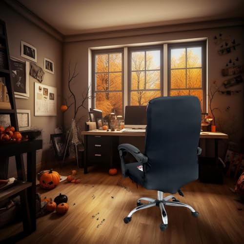 Halloween Office Chair CoversHorror Bloody Handprints Footprints on White Horror Theme Print Stretchable Slipcover for Modern Simplism Style High Back Boss Chair