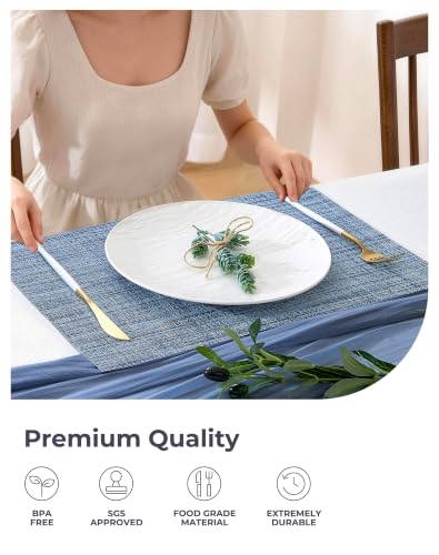 Deep Navy Woven Placemats Set of 8 (3 Count)