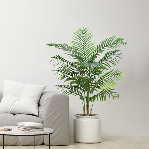 Artificial Palm Tree Indoor Plant 4FT Tall Fake Tropical Palm Tree in Pot