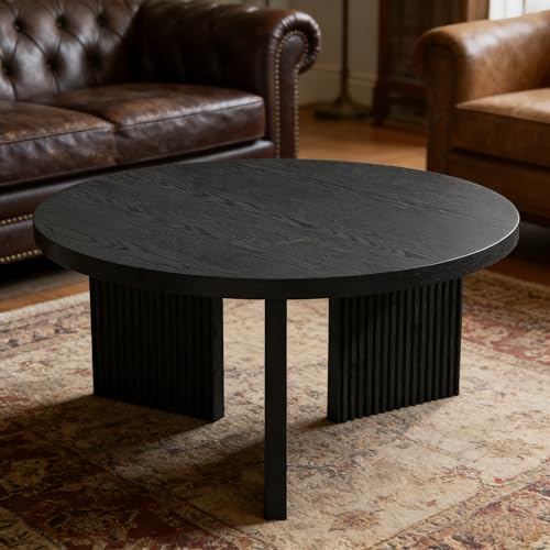 35" Wooden Round Coffee Table
