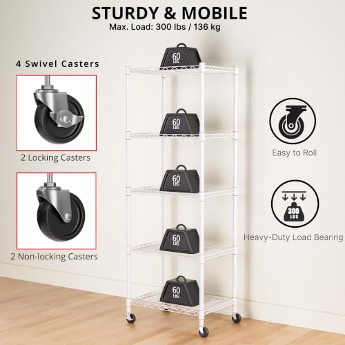 5 Wire Shelving Metal Storage Rack Adjustable Shelves