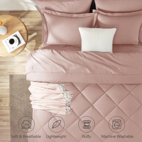 Full Comforter Set 82"x86" Dusty Pink