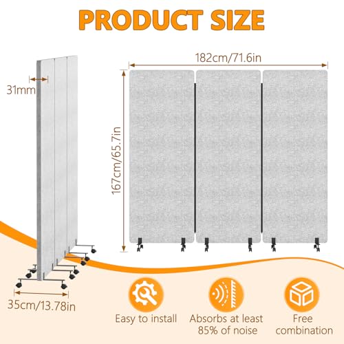 Soundproof Room Divider with Wheels