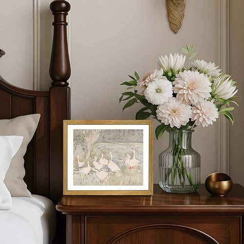 Vintage Framed Goose Wall Art Watercolor Print