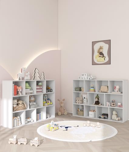 11 Cube White Kids Toy Storage Organizer & Bookshelf