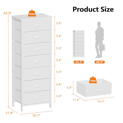 White Tall Dresser for Bedroom