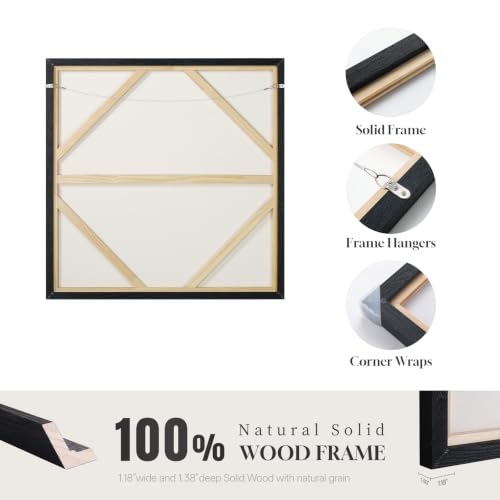 Extra Large Framed Neutral Abstract Line Wall Art for Living Room
