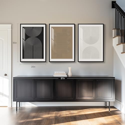 Large Framed Boho Neutral Modern Abstract Wall Art (3 Count)