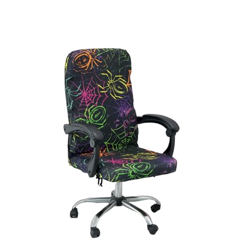 Halloween Office Chair CoversHorror Bloody Handprints Footprints on White Horror Theme Print Stretchable Slipcover for Modern Simplism Style High Back Boss Chair
