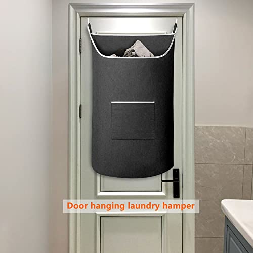 Black Hanging Laundry Hamper Bag