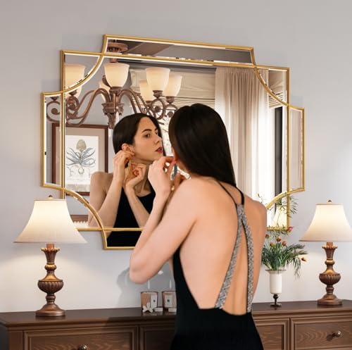 30"x40" Gold Foil Scalloped Edge Decorative Vanity Wall Mirror