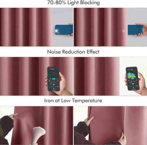 Dusty Rose Back Tab Blackout Curtains 52x96 Inch Long 2 Panels Set (2 Count)