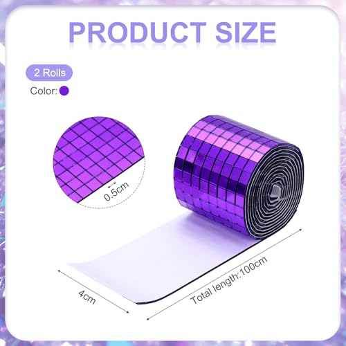 Self Adhesive Glass Mirror Mosaic Tiles 3200 Pcs 5 x 5 mm Disco Tiles for Craft Decoration Glass Mirror Disco Ball Purple 2 Pcs (2 Count)
