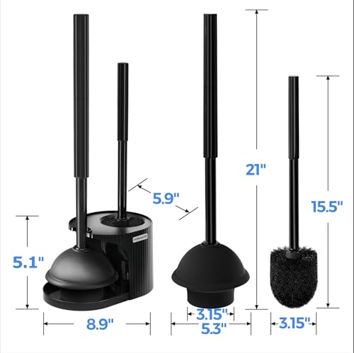 2Pack 2 in 1 Toilet Brush and Plunger Set (2 Count)