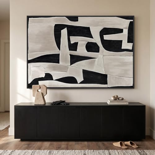 Extra Large Framed Black White Abstract Wall Art for Living Room