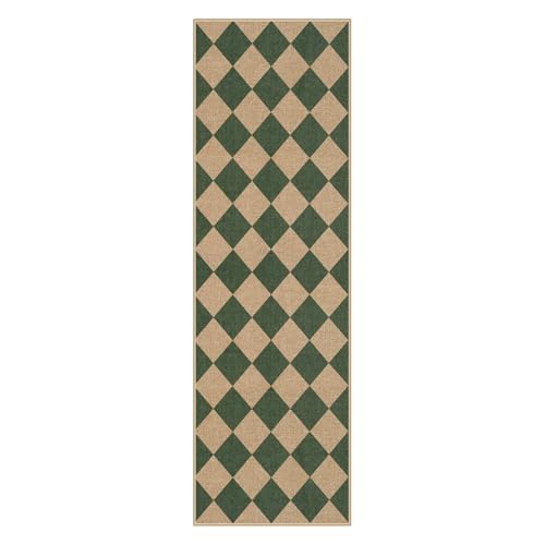 Checkered Easy Jute Kitchen Runner Rug