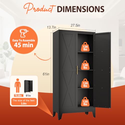 61" H Kitchen Storage Cabinet with Doors