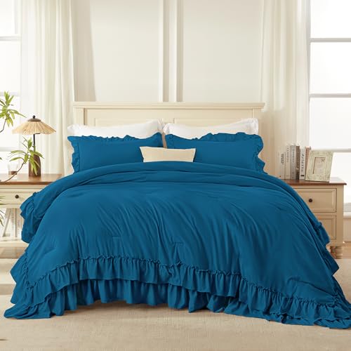 Teal Ruffle California King Comforter Set
