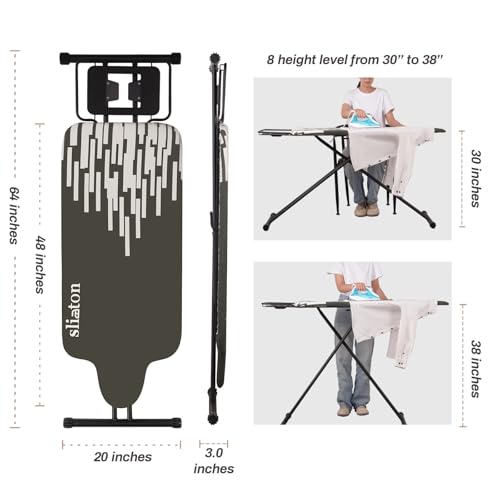 Extra Large Ironing Board with Large Hang Rail and Iron Rest in 63" L x 20" W