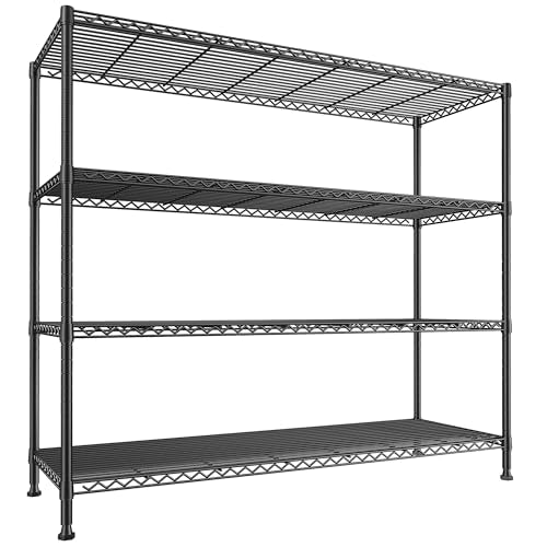 4 Tier Storage Shelves 45.3''W Wire Shelving Unit for Pantry Garage (4 Count)