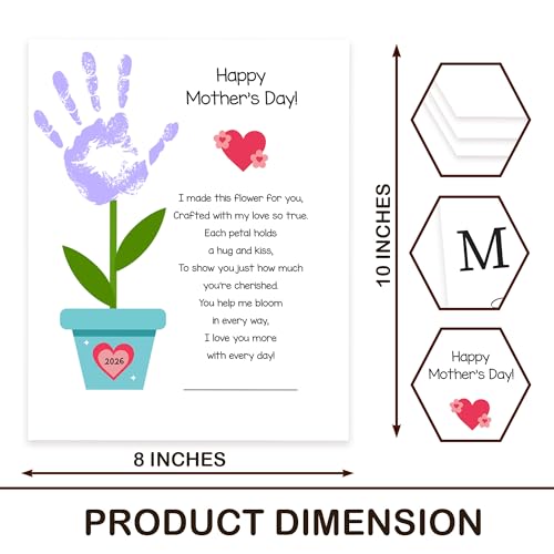 Pack 3 Handprint Floral Flower Bouquet Handprint Craft DIY for Mothers Day Card (3 Count)