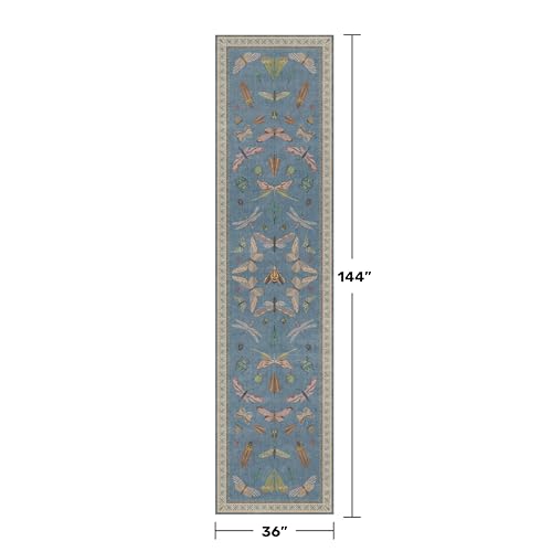 Blue Vintage Insect Runner Rug for Hallway 3x12 (36 Sq Ft)
