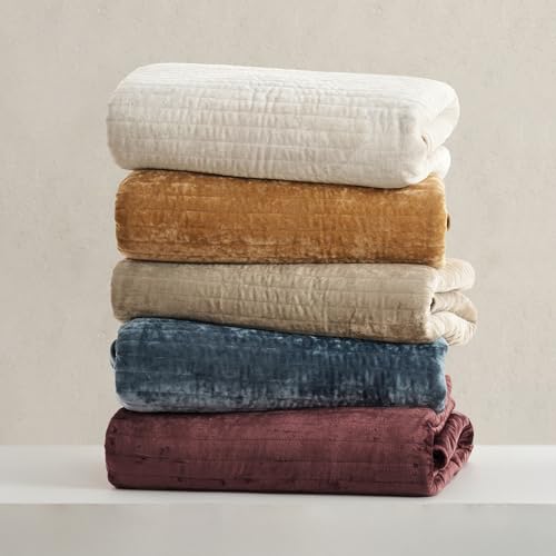 Stripe Channel Luxury Velvet Quilt Set King Size