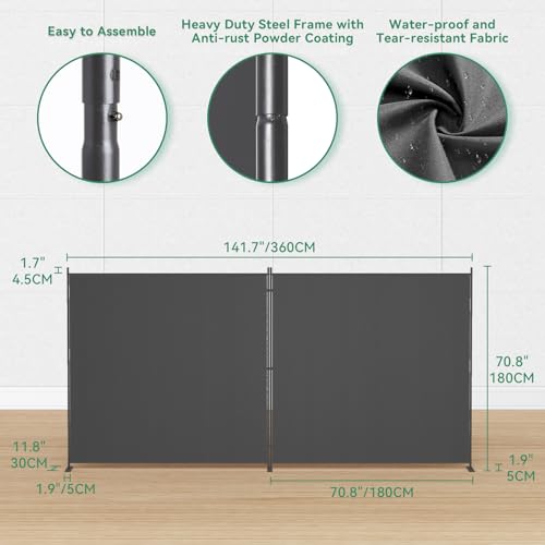 2 Panel 6 ft Tall Indoor Folding Room Divider