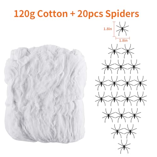 600 sqft Spider Web Halloween Decorations With 20 Fake Spiders