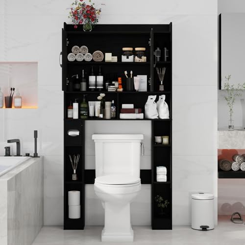 Farmhouse Over The Toilet Storage Cabinet with 2 Barn Doors