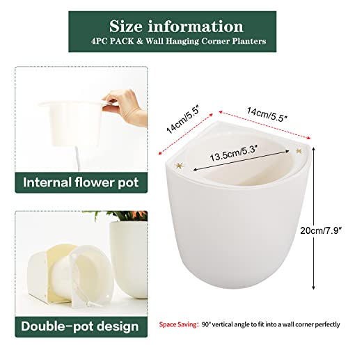 Wall Hanging Corner Planters (4 Count)