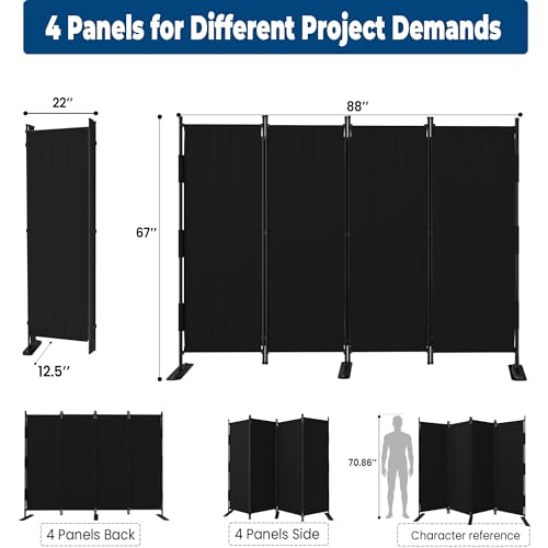 Room Divider 4 Panel Upgraded 88” Folding Screen Highly Secretive