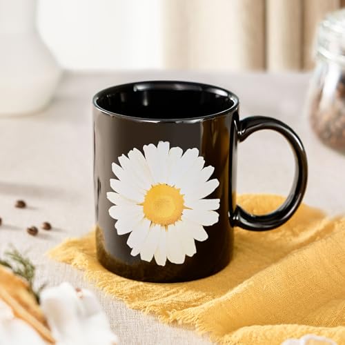 12Oz Daisy Black Ceramic Mug