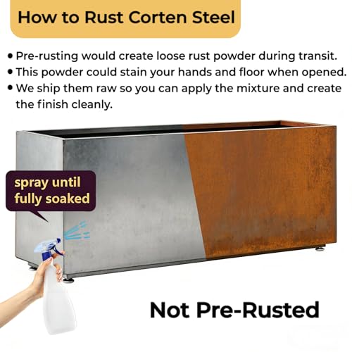 Corten Steel Style Planter Box 40Wx12Dx16H