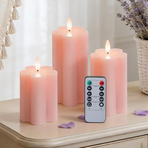 Pink Flower LED Real Wax Flameless Battery (3 Count)