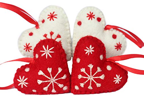 Hearts Christmas Ornaments Set of 4 (4 Count)