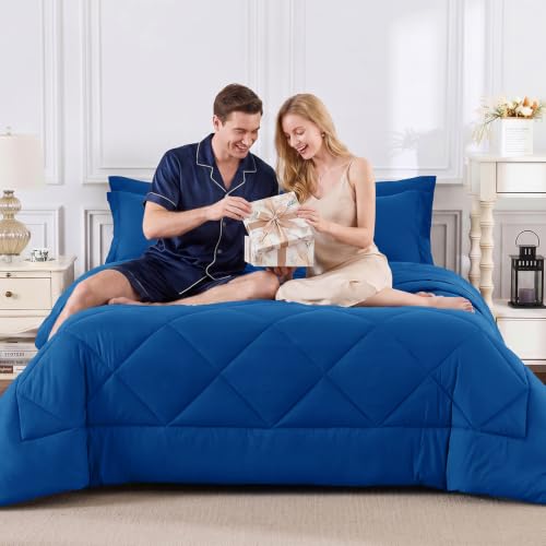 King Comforter Set 102"x90" Classic Blue