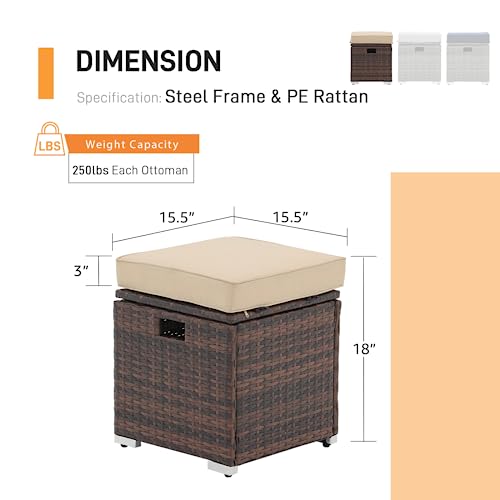2 Piece Outdoor Patio Ottoman with Storage