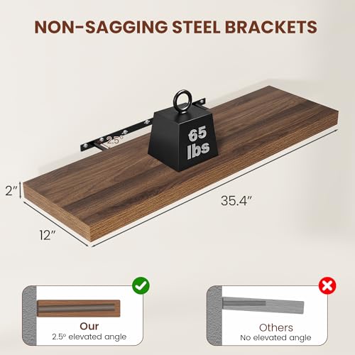 12 Inch Deep Floating Shelves 36” Set of 2 (2 Count)
