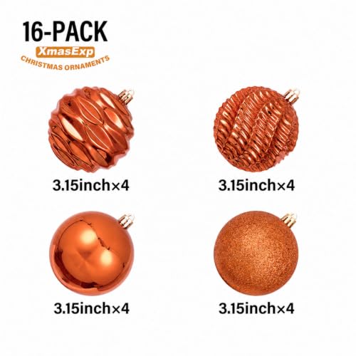16ct Christmas Ball Ornaments Set Yellow Shatterproof Xmas Tree Hanging Decorations for Fall Thanksgiving Holiday Decor (24 Count)