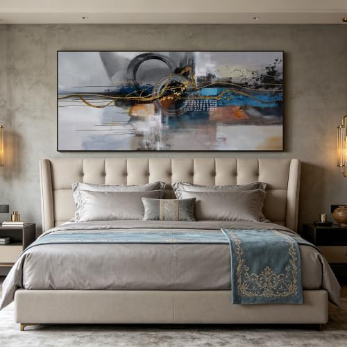 Abstract Wall Art for Men Large Framed Canvas Picture in Greys