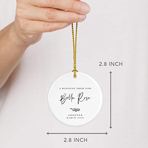 Personalized Adoption Round Ceramic Porcelain Christmas Tree Ornament Keepsake