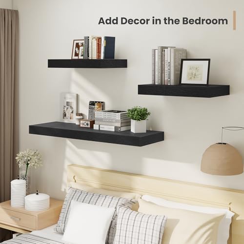 48 x 12 Deep Floating Shelves Wall Mounted Set of 2 Black (2 Count)