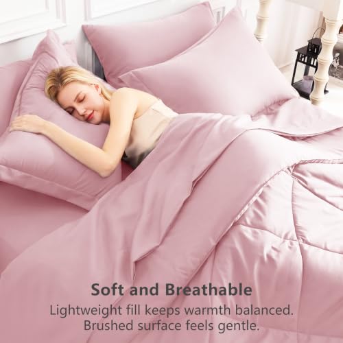Queen Comforter Set 88"x88" Pink
