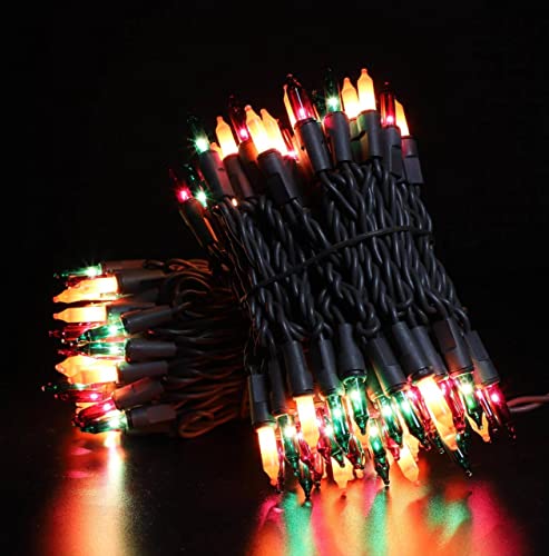 Brown Wire Multicolor 300 Incandescent Bulb Mini String Lights for Indoor Halloween Tree Home Party Festival Decoration (300 Count)