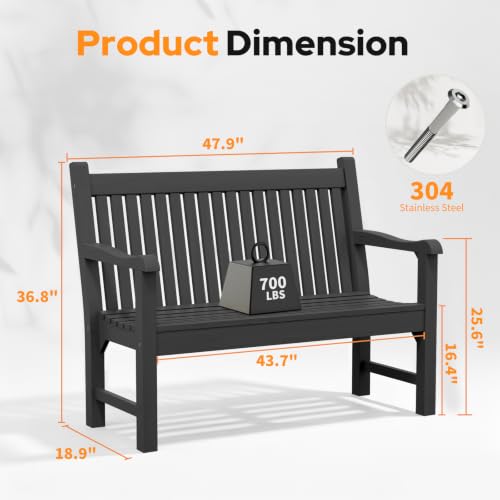 2 Person Outdoor Bench with 700 Lbs Weight Capacity