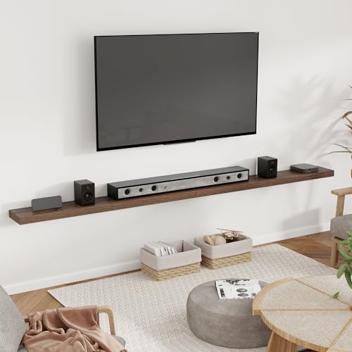 55 Inch Floating Shelves for Wall 8 Inch Deep Walnut Shelves Set of 2 (2 Count)