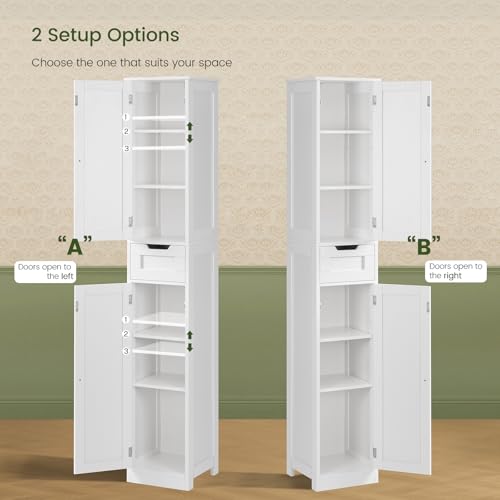 66.9" Tall Bathroom Storage Cabinet with 2 Doors & 1 Drawer